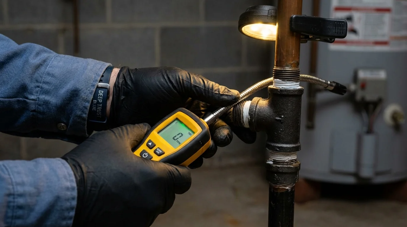 Gas leak detection with electronic sniffer by Johns Plumbing LLC in Valley Mills